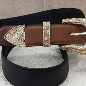 Men's Crumerine Belt Gold/Silver